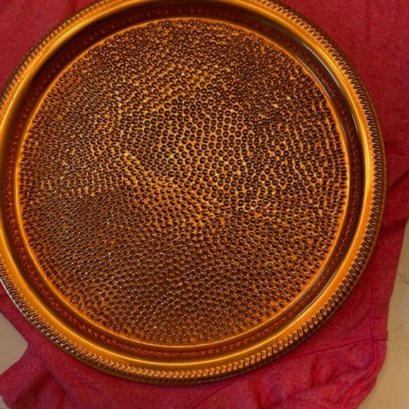 Vintage Coppercraft Guild Hammered Copper Round Tray 12.25" in Diameter - Picture 9 of 9